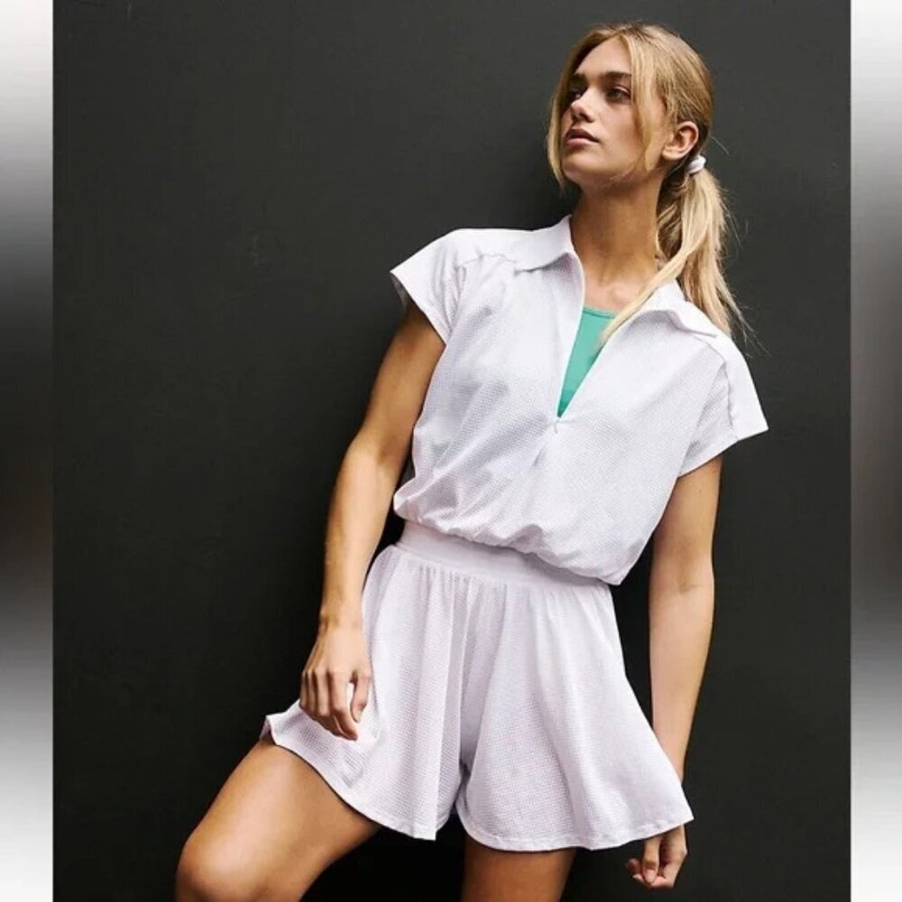 Free People Movement White Hit The City Activewear Romper
